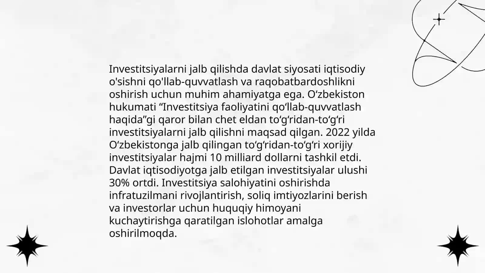 Tiklanadigan energiya manbalarini o'zlashtirishni investitsiyalash xususiyatlari 4