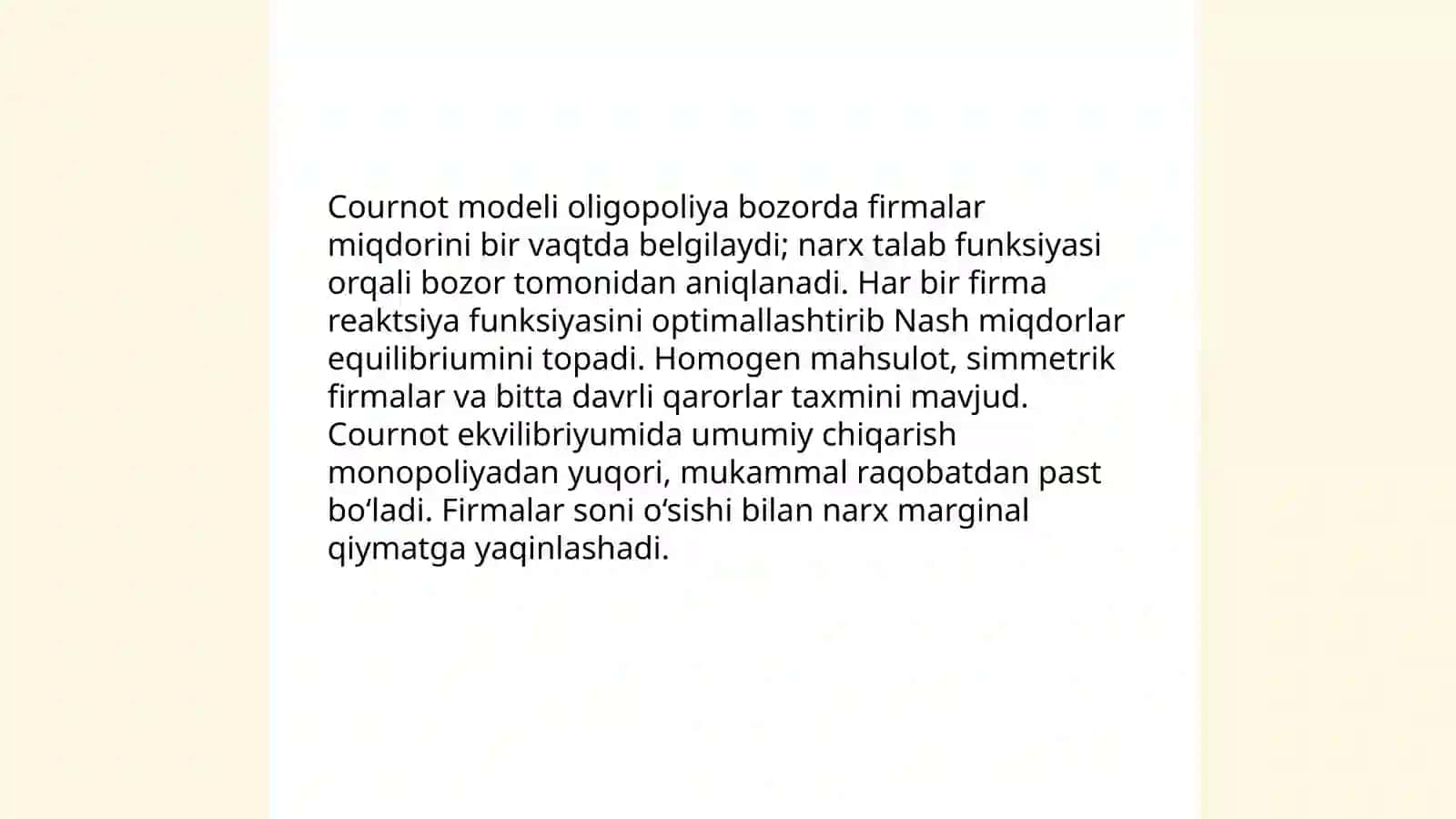 Raqobatlashgan nomukammal va oligopoliya bozordagi kirmalar faoliyati 4