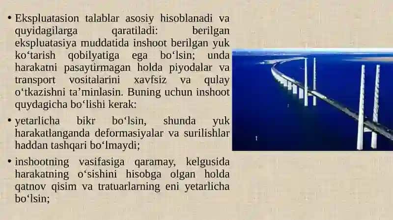 Sun’iy inshootlariga qo’yiladigan talablar 4