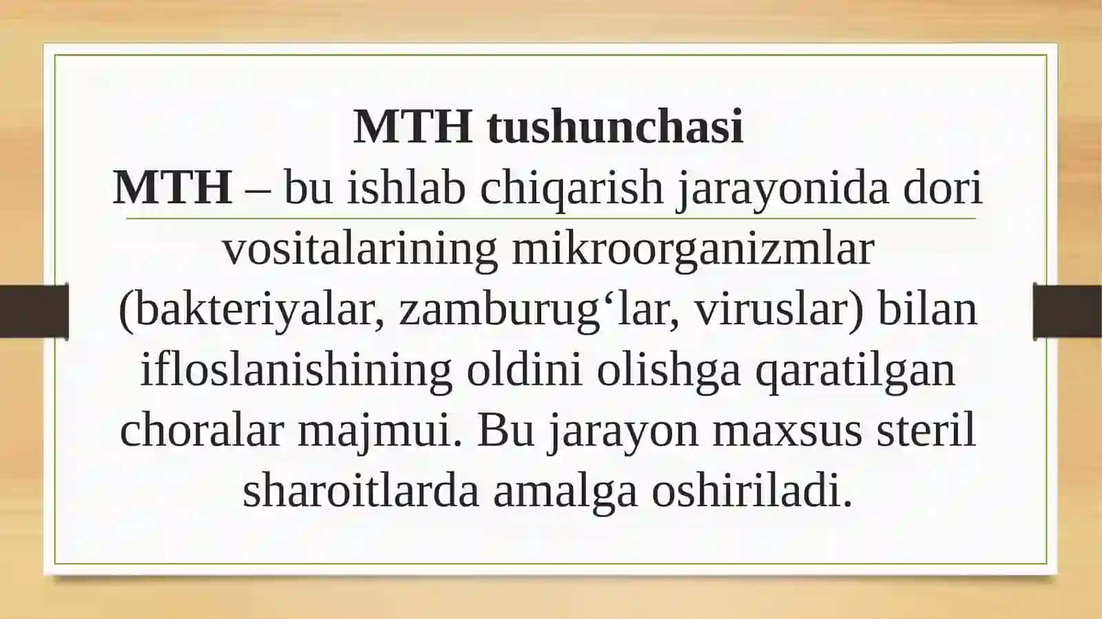 Dori vositalarini ishlab chiqarishda MTH larning o’rni va ahamiyati 4