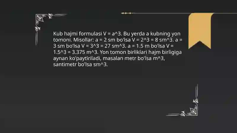 Kuboid va kubni hajmini topish 4