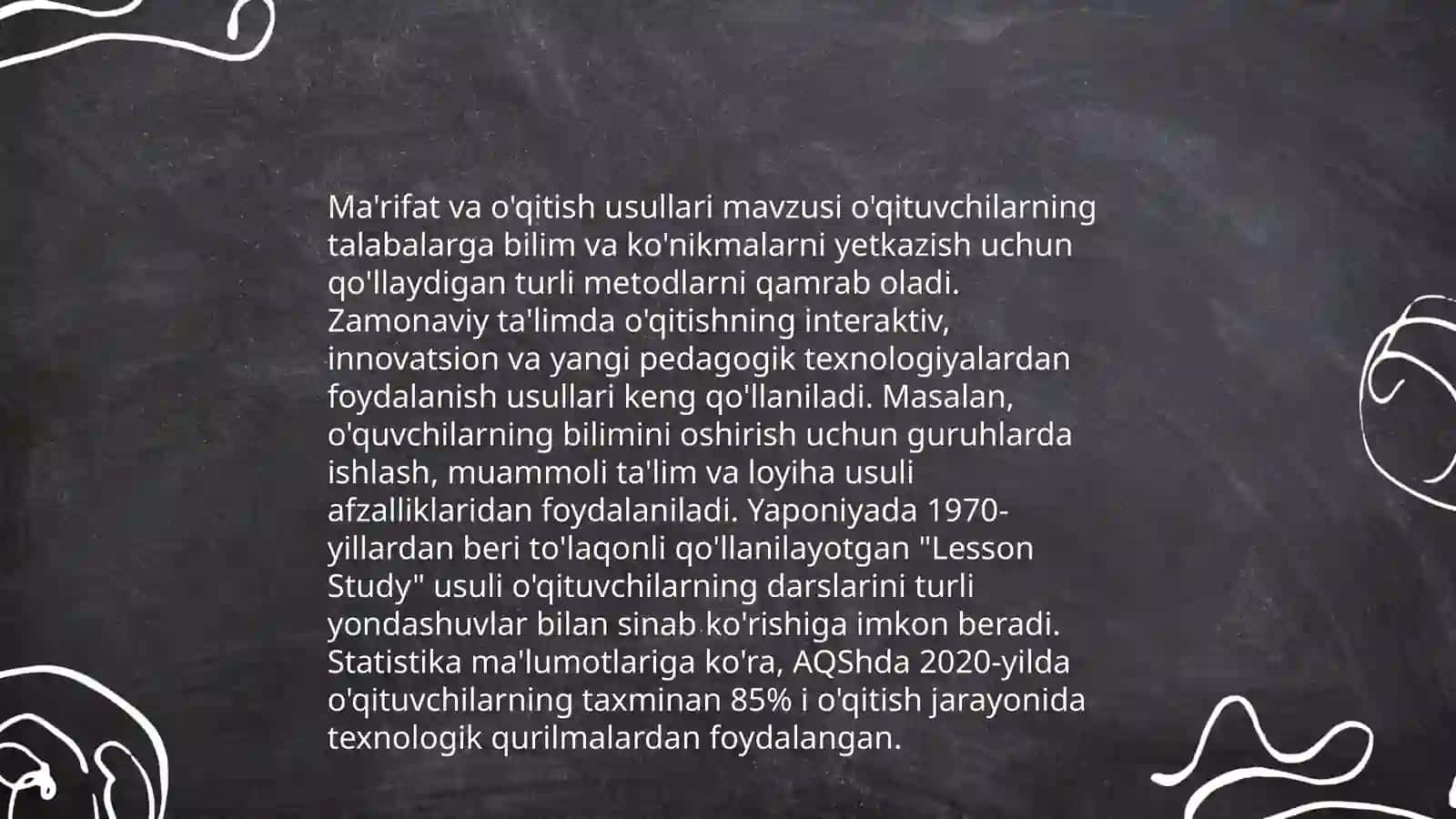 rivojlanish muhitida maktabgacha ta'lim uchun ta'lim standartlarini tashkil etishda ishtirok etuvchi talabalar 4