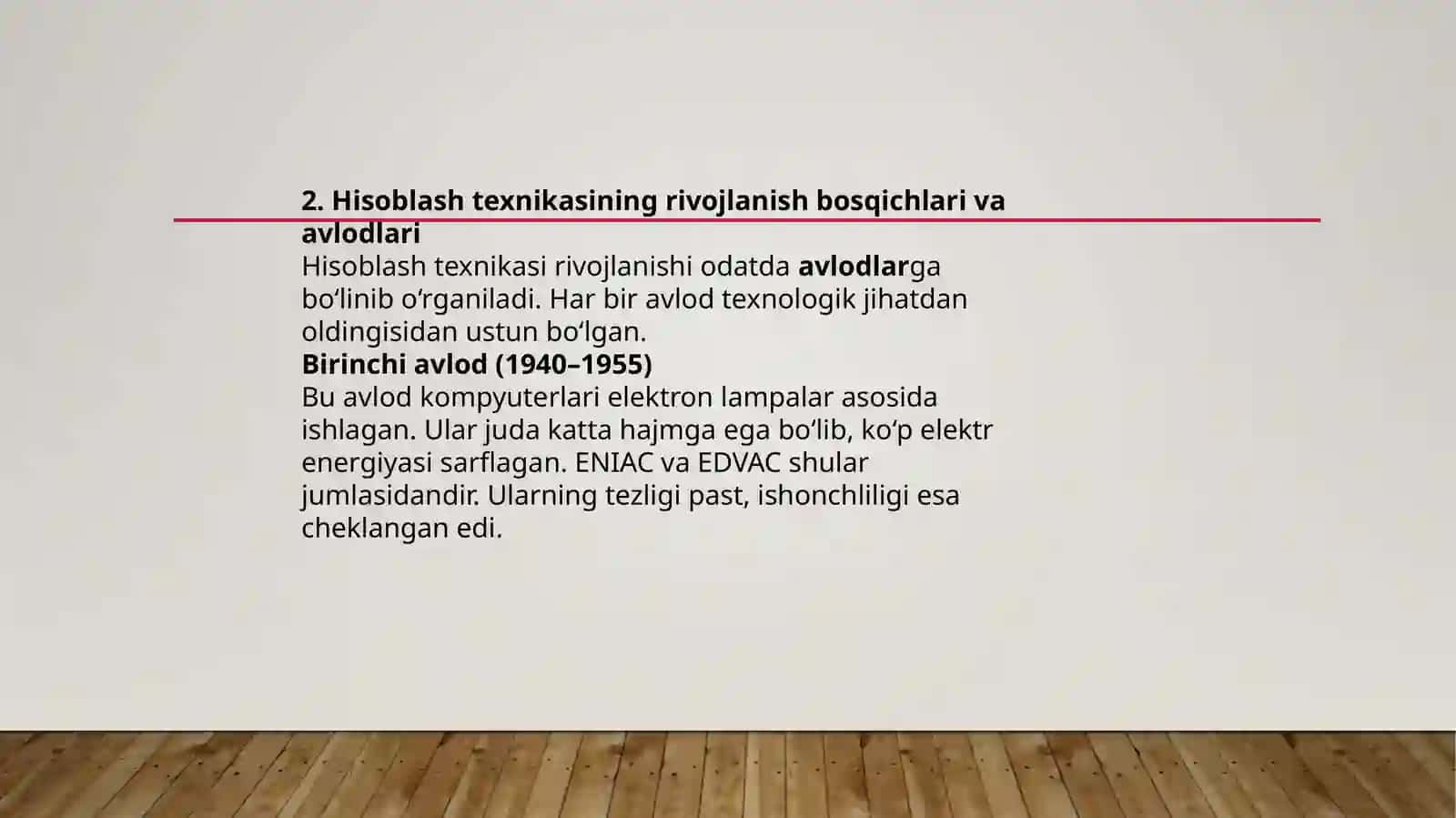 Hisoblashtexnikasirivojlanishtarixivaavlodlari.Hisoblashtexnikasivauningstrukturasi 4