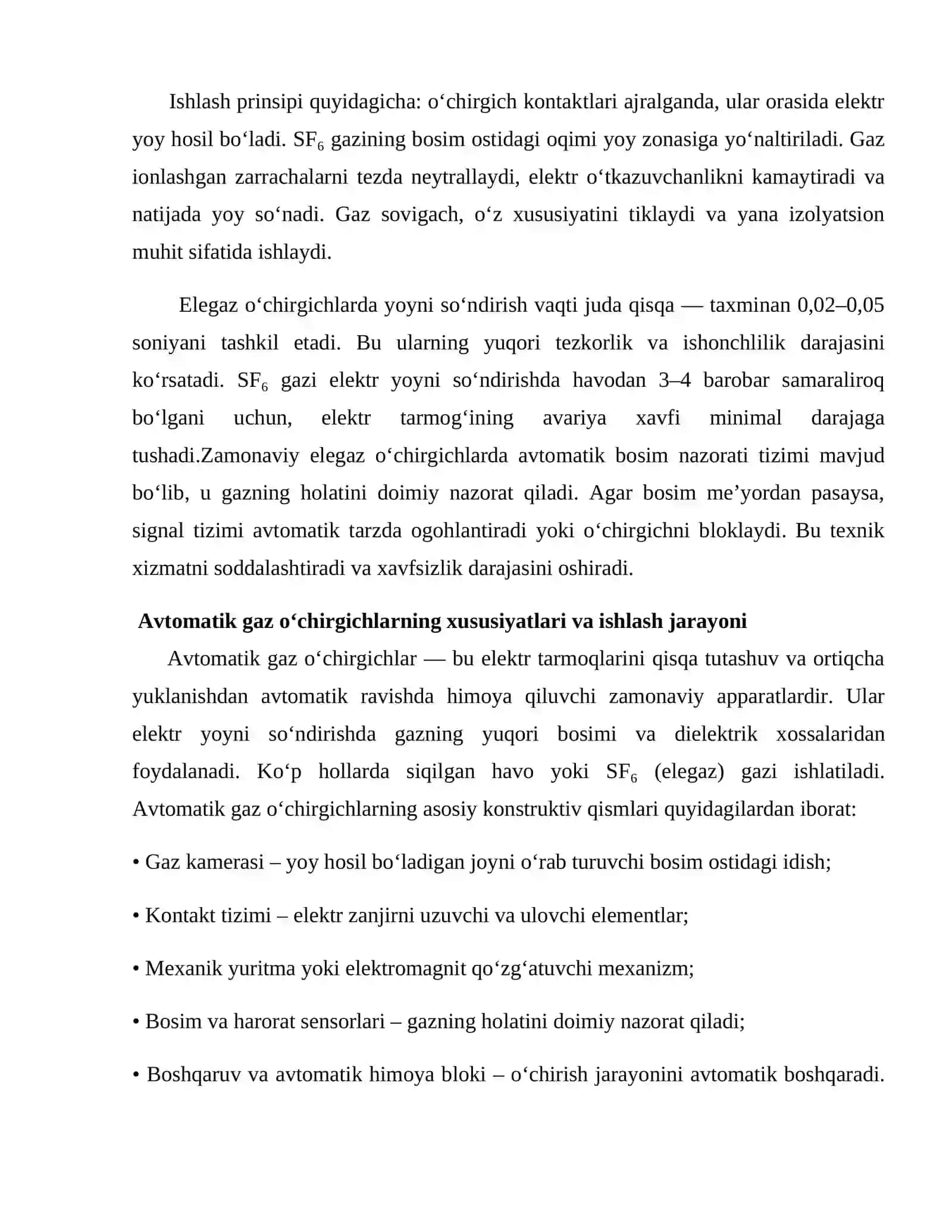 Elegaz va avtomatik gaz o‘chirgichlar 4