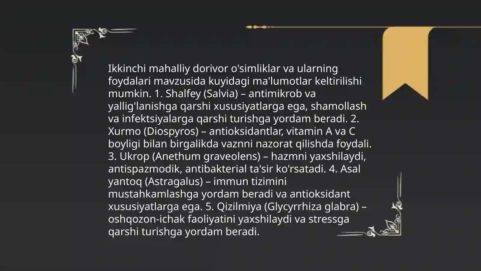 Tabobatda dorivor o'simliklar ahamiyati 4