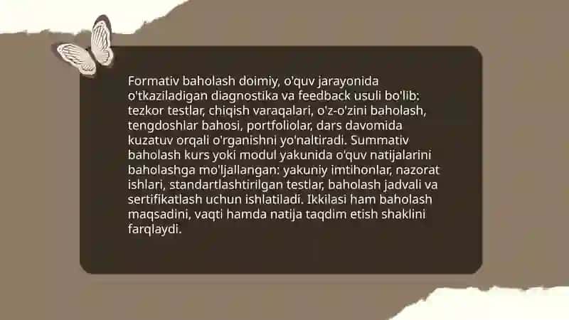 O'quv natijalarini nazorat qilish va baholash 4