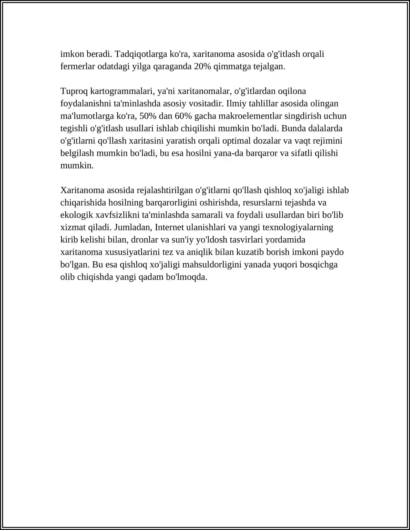 XARITANOMA ASOSIDA O'G'ITLARDAN FOYDALANISH REJASINI TUZISH 4