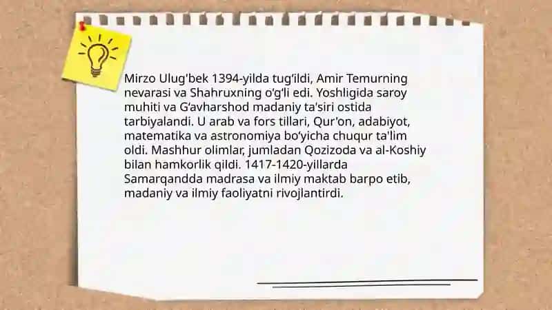 Mirzo Ulug'bek hayot yo'li 4
