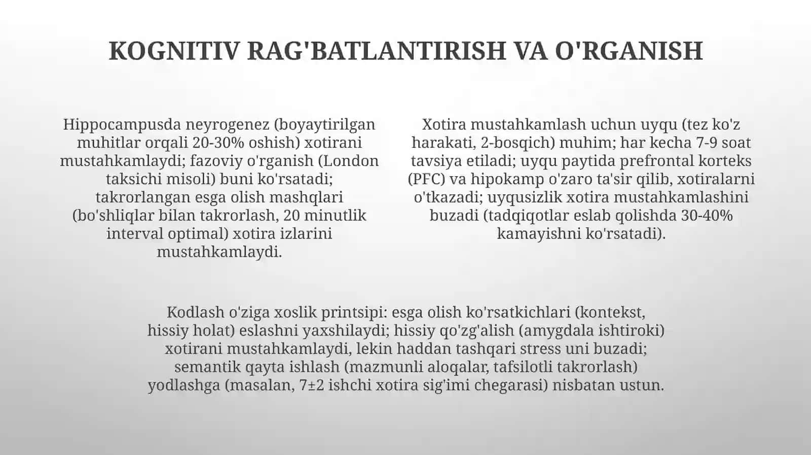 Inson xotirasi rivojining asosiy omillari 4