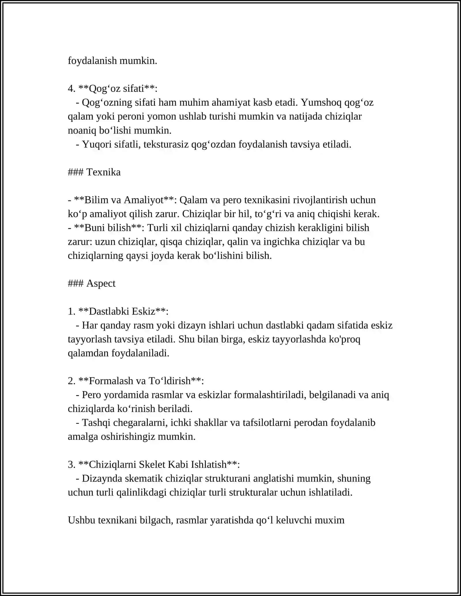 QALAM VA PERO YORDAMIDA TOʻGʻRI VA EGRI CHIZIQLAR CHIZISH 4