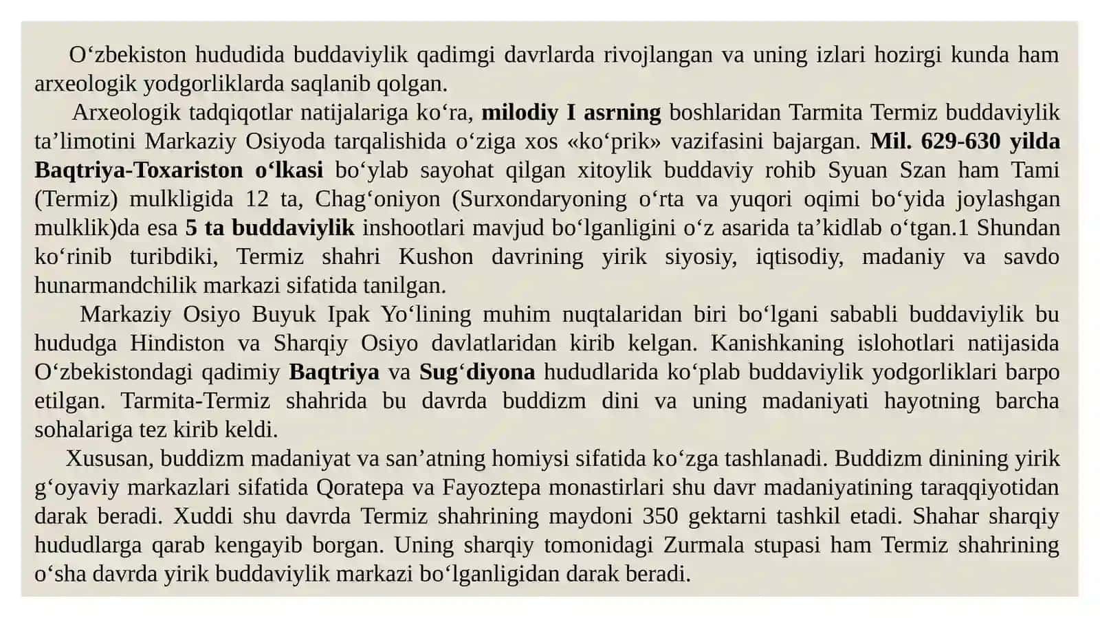 MavzuO‘zbekistonda buddaviylik dinining tarixiy ildizlari. 4