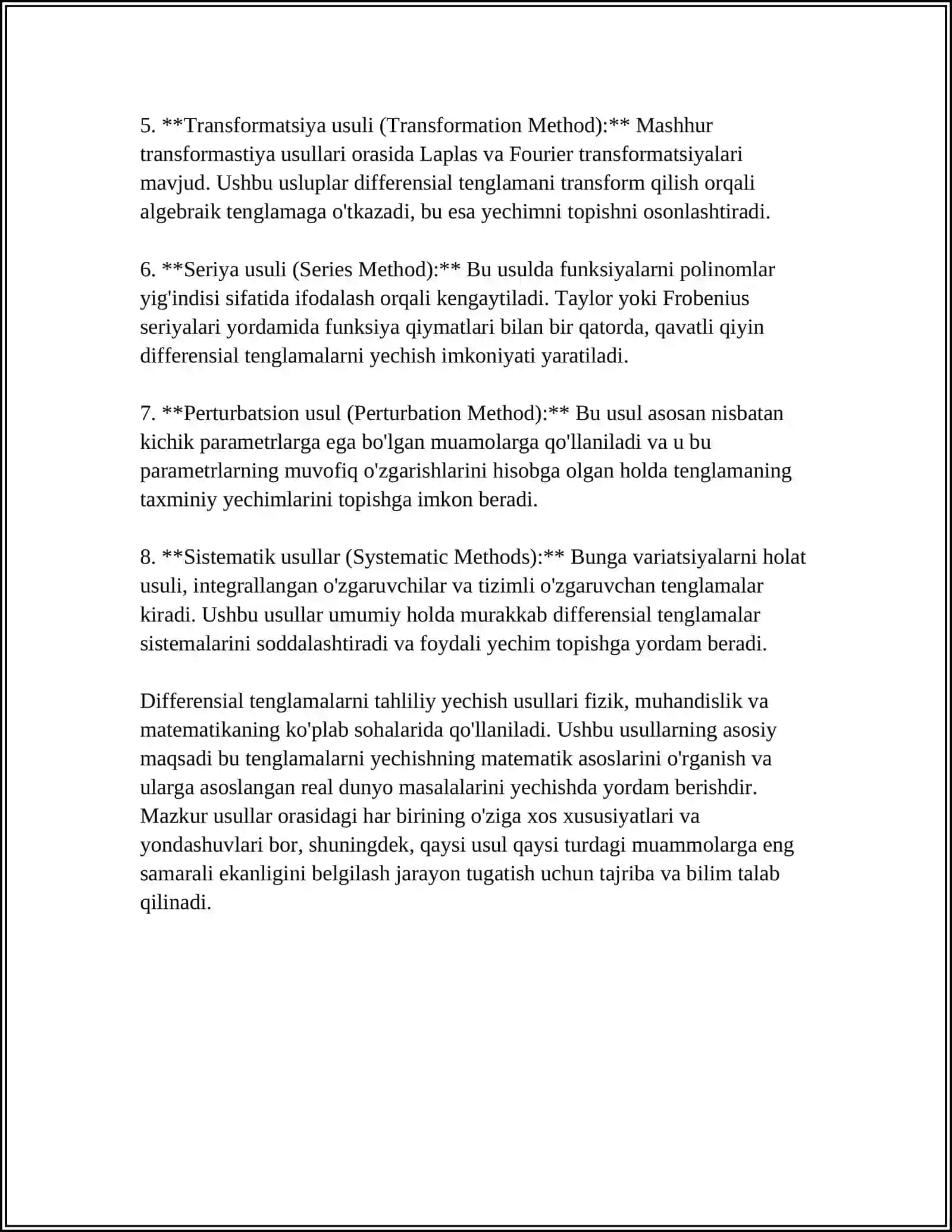 DIFFERENSIAL TENGLAMALARNI TAQRIBIY YECHISH USULLARI 4
