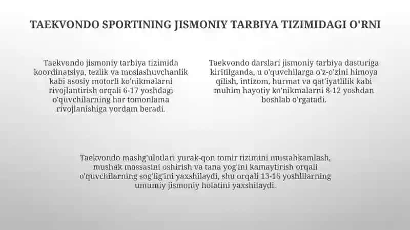 Taekwondo sportining mohiyati va vazifalari 4