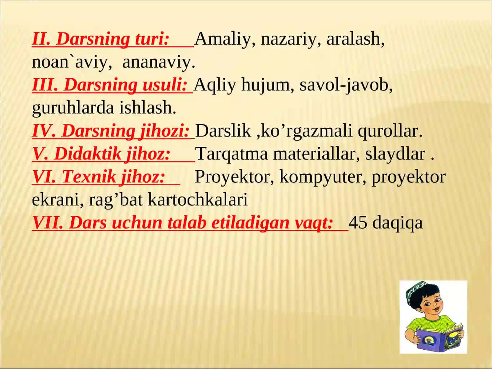 7-sinf ona tilifanidan tayyorlagan bir soatlik dars ishlanmasi taqdimoti 4