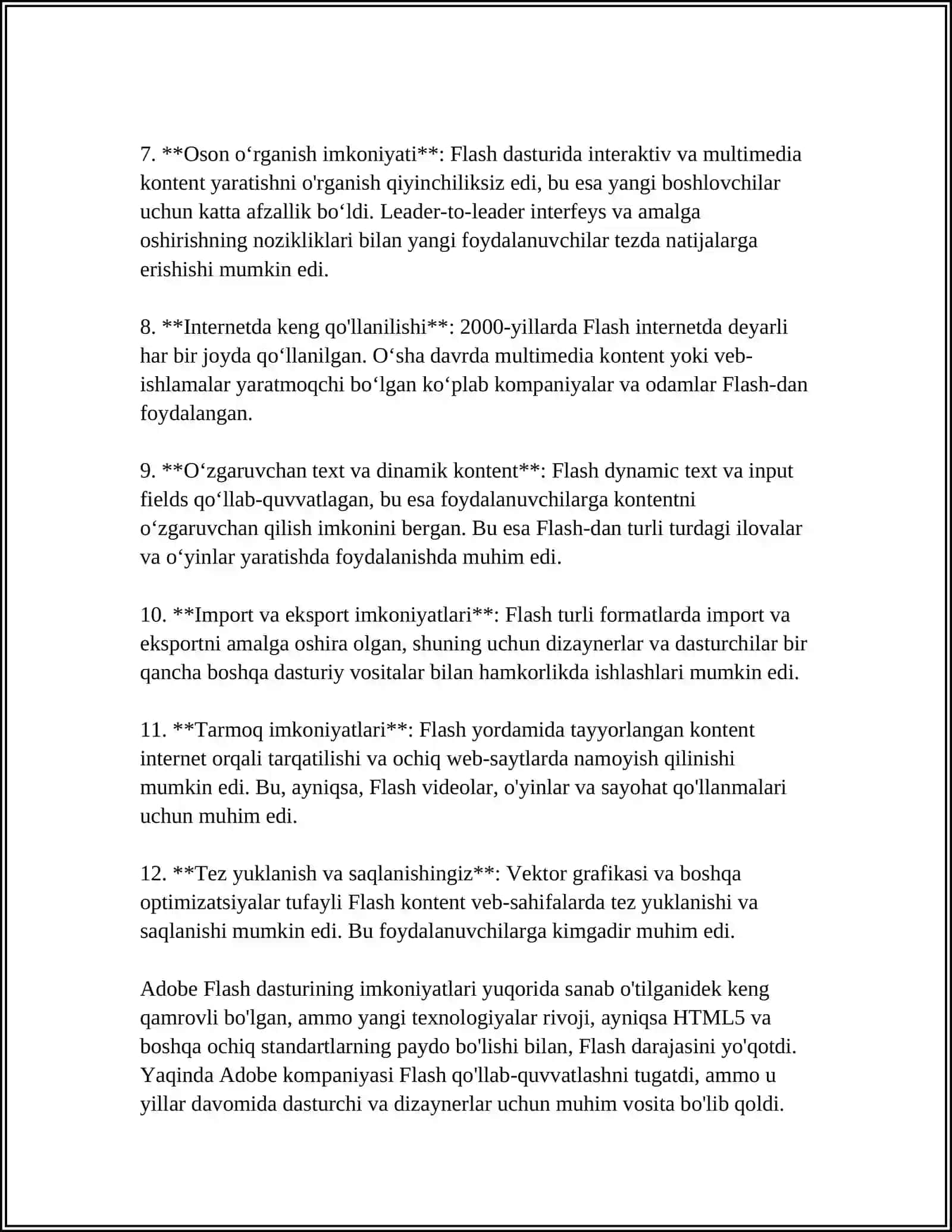 MULTIMEDIA MAXSULOTLARINI YARATISH DASTURLARI. FLASH DASTURI 4
