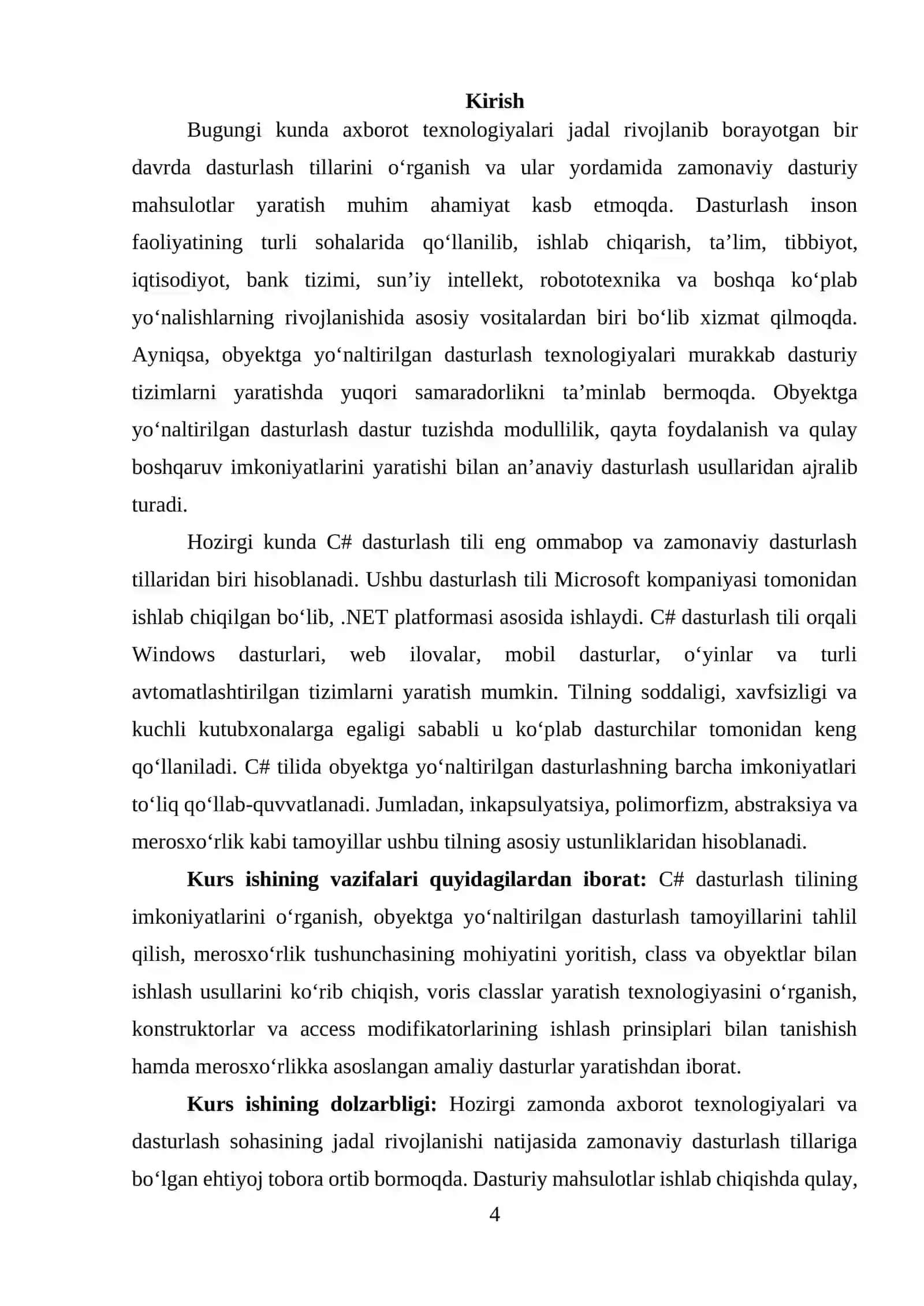 C# dasturlash tilida merosxo'rlikka asoslangan classlar yaratish 4