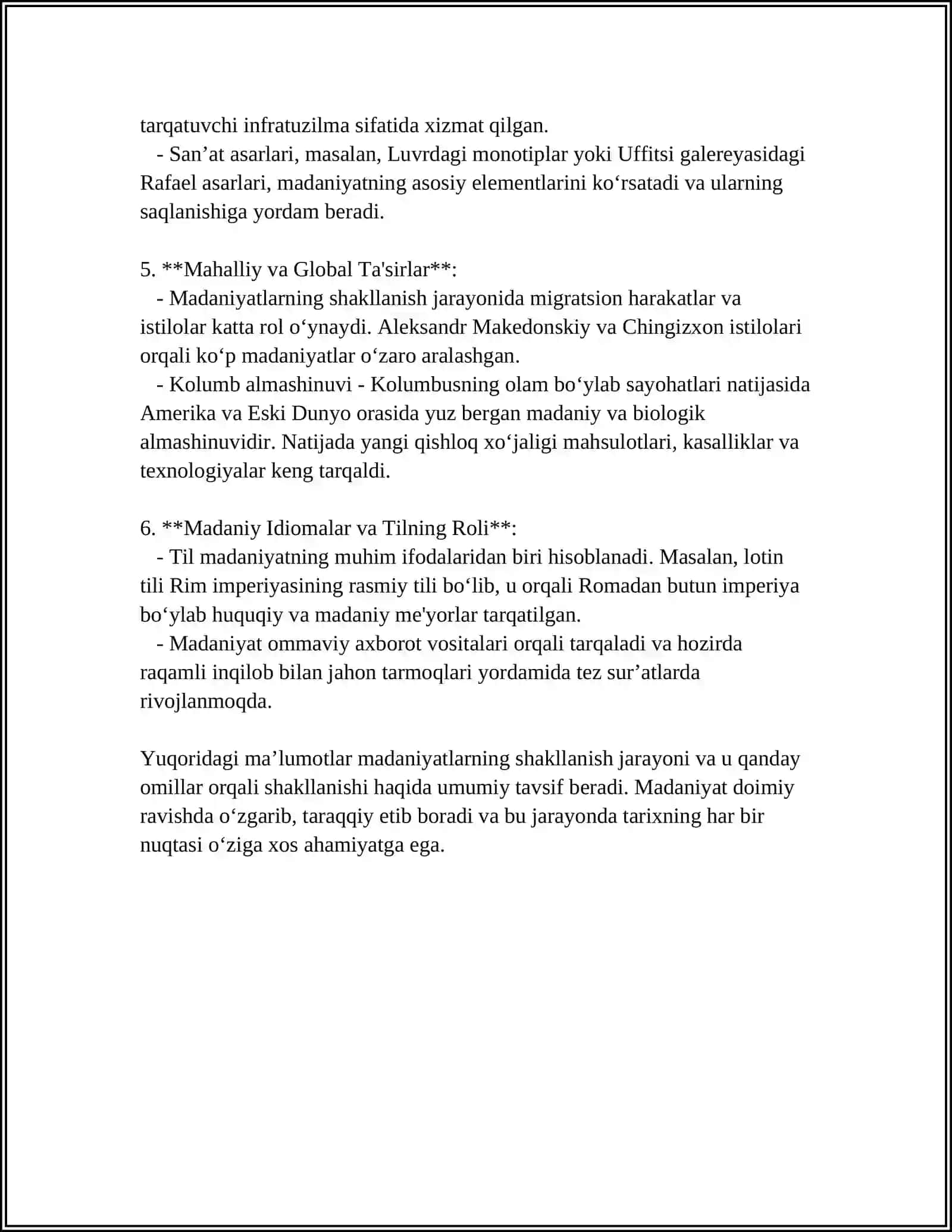 MADANIYATLAR TIRIK ORGANIZIM KABI TUG'ULADI O'SADI VA HALOK BO'LADI 4