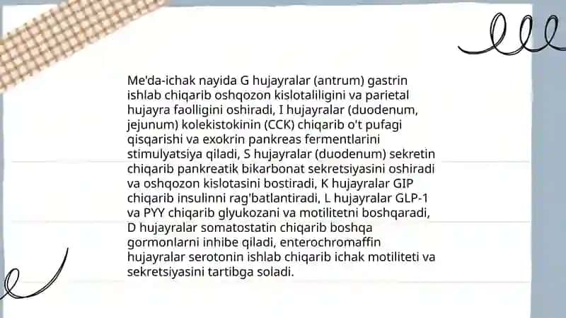 Hazmlanish jarayonining endokrin boshqariluvi 4