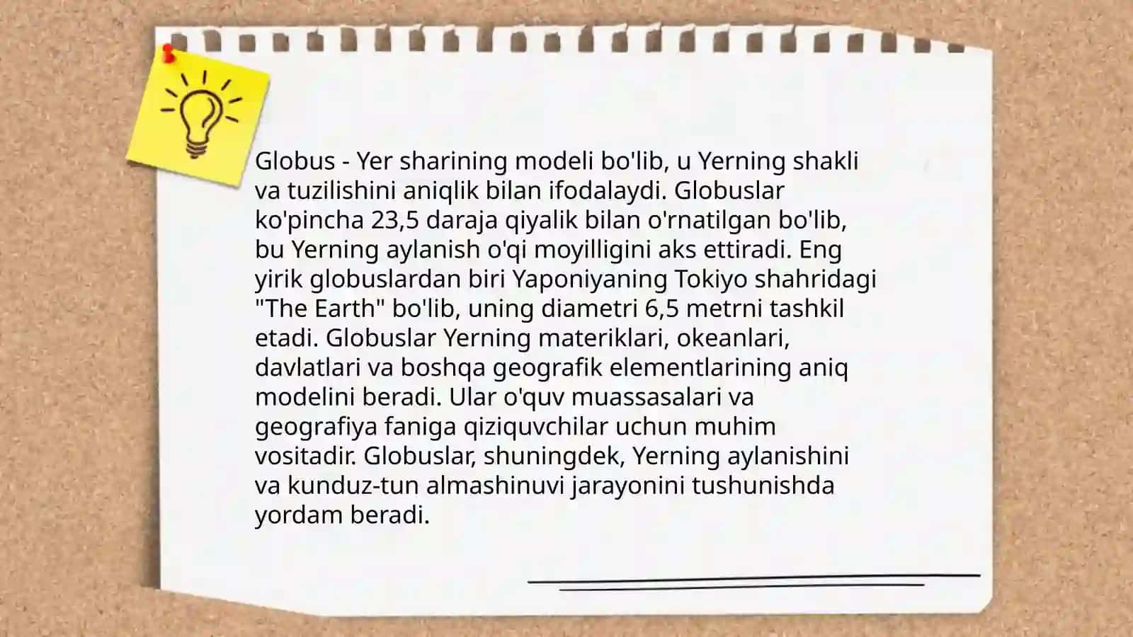 Plan va xarita bilan ishlash. Globus 4