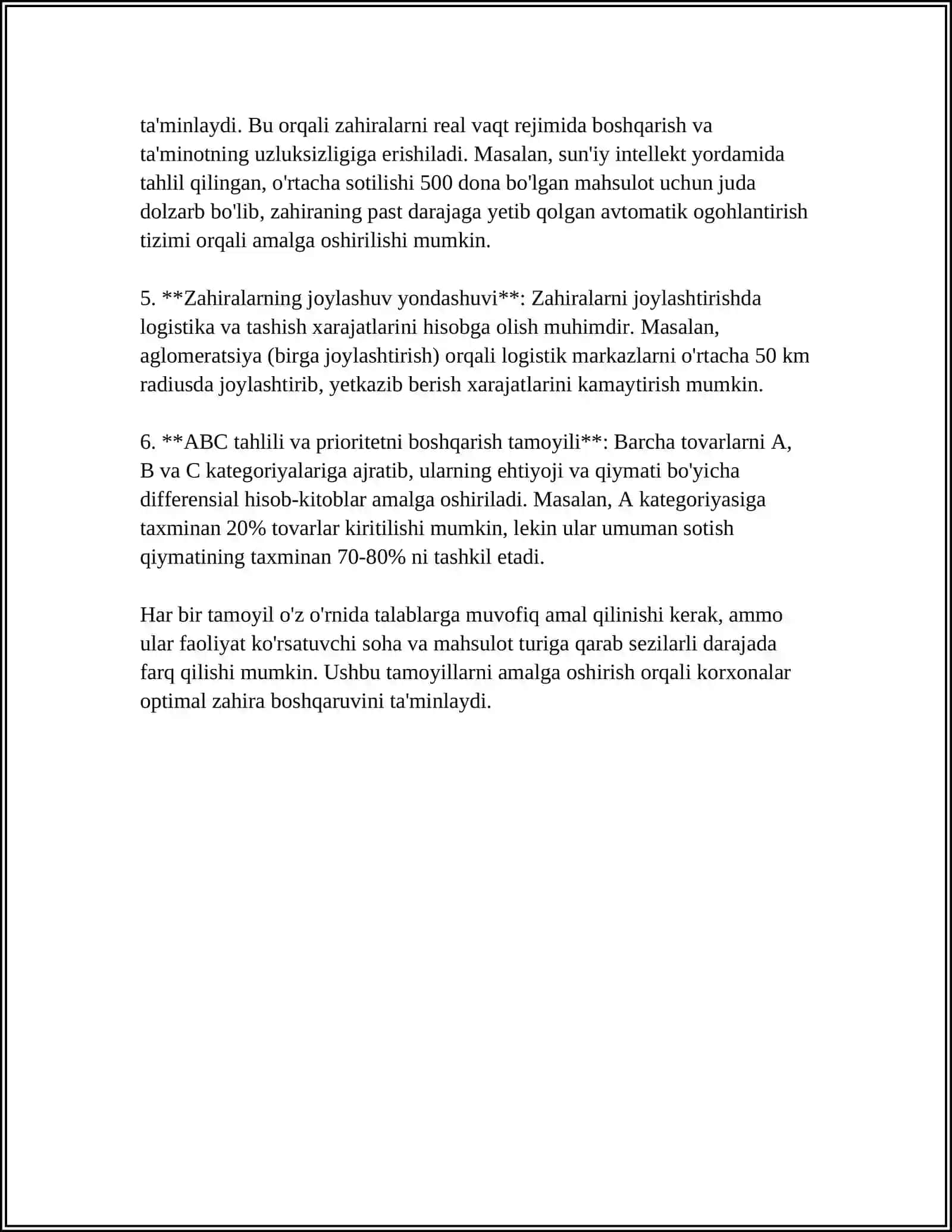 ZAHIRALARNI SHAKLLANTIRISH VA ULARNI BOSHQARISHDA LOGISTIK YONDASHUVI 4