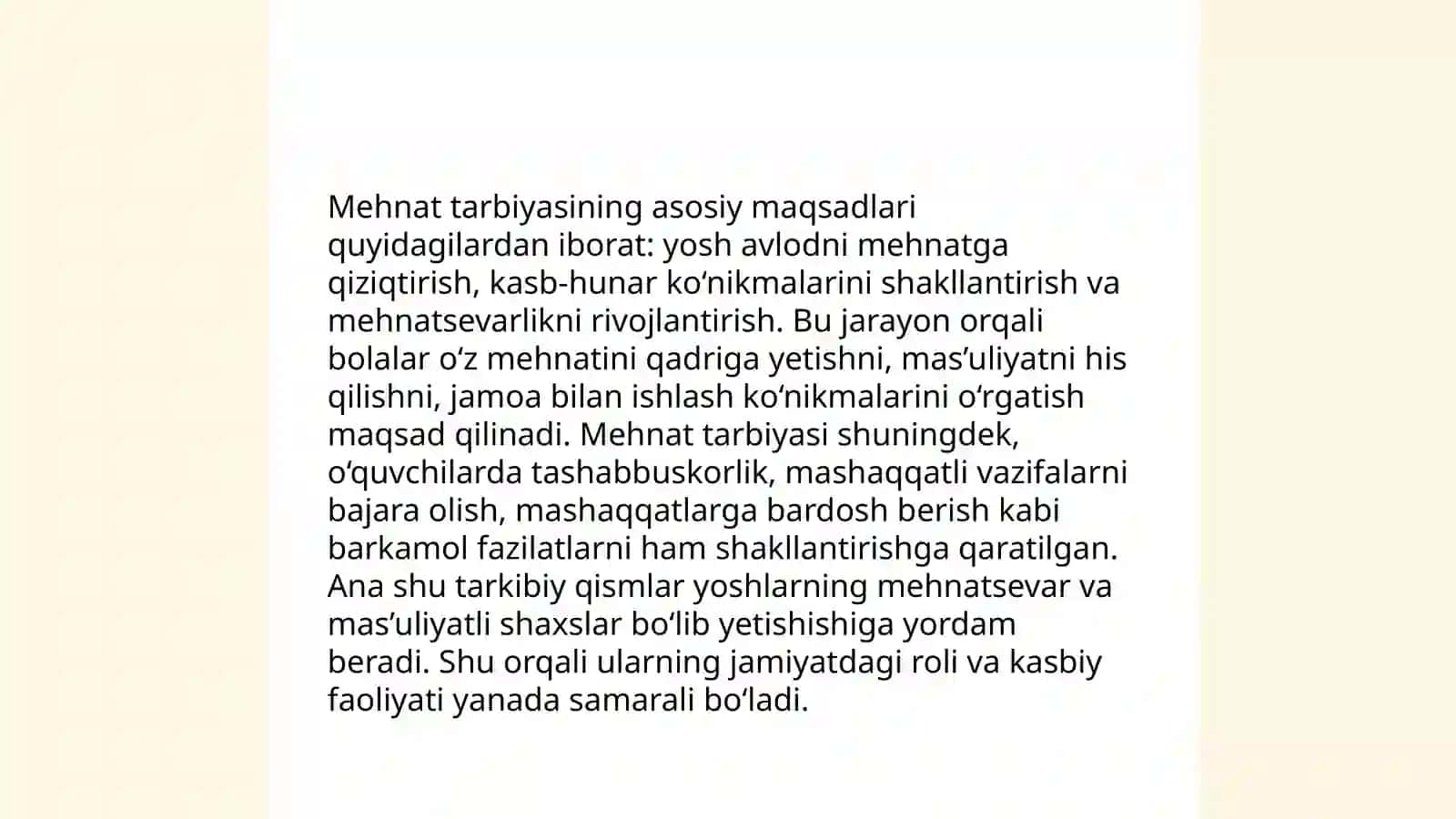 Mehnat tarbiyasi. Uning maqsadi va vazifalari 4