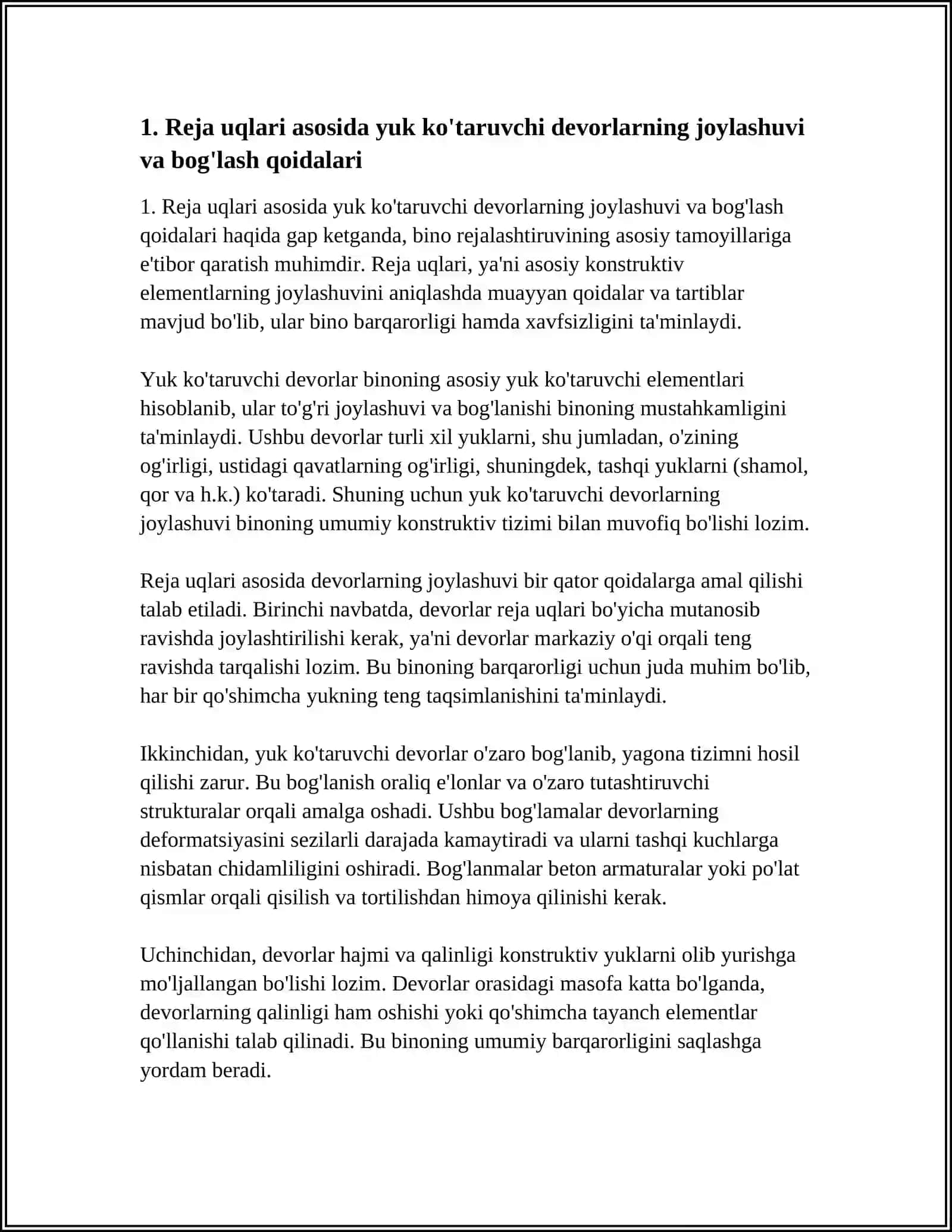 BINONING KONSTRUKTIV ELEMENTLARINI REJA UQLARI BILAN BOĞLASH QOIDALARI 4