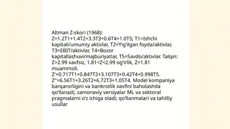 Korxona kreditga layoqatliligini baholashning zamonaviy usullari 4