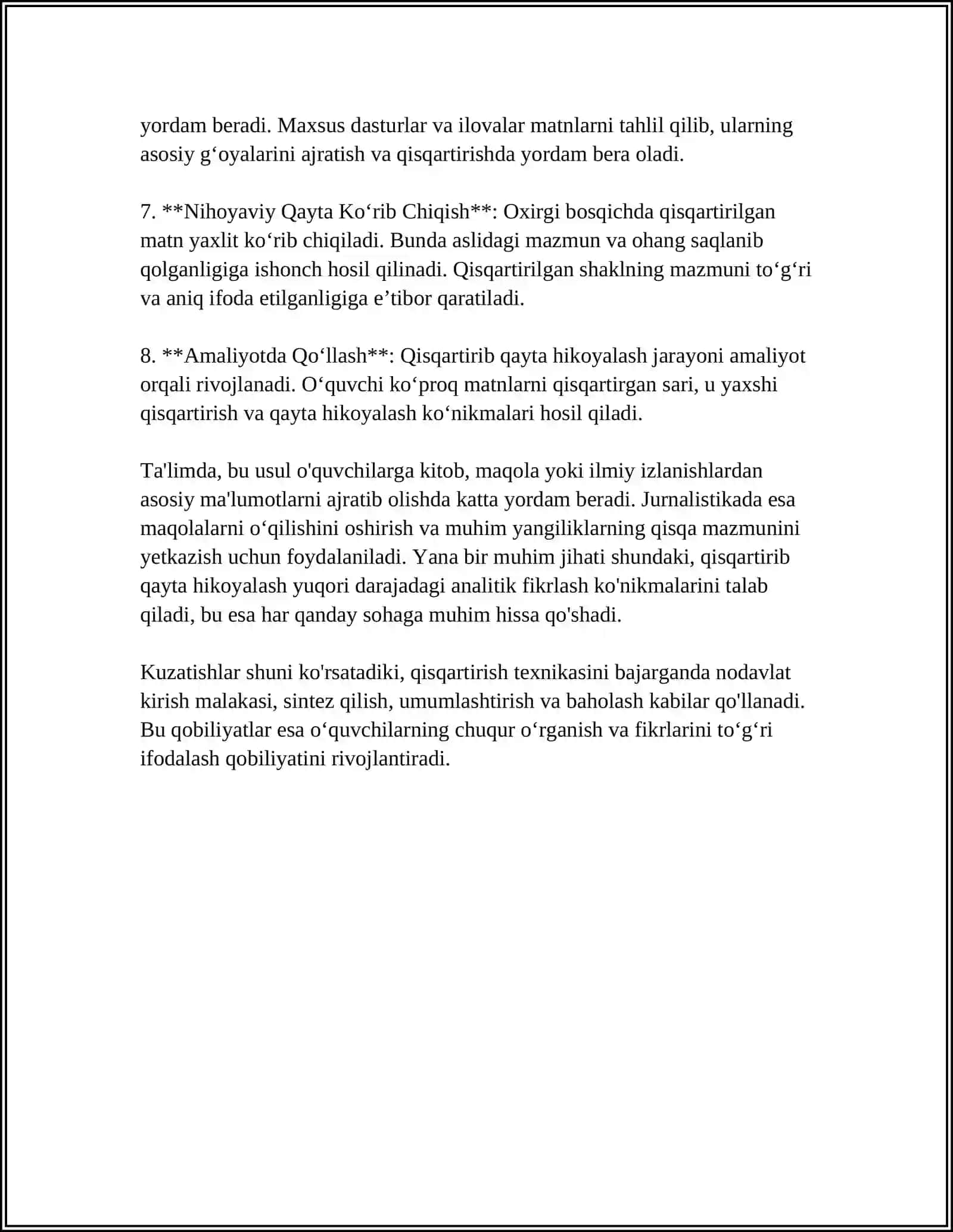 Qisqartirib Qayta Hikoyalash Usullari 4