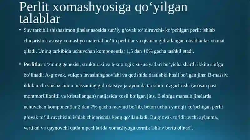 Perlit ishlab chiqarish texnologiyasi 4