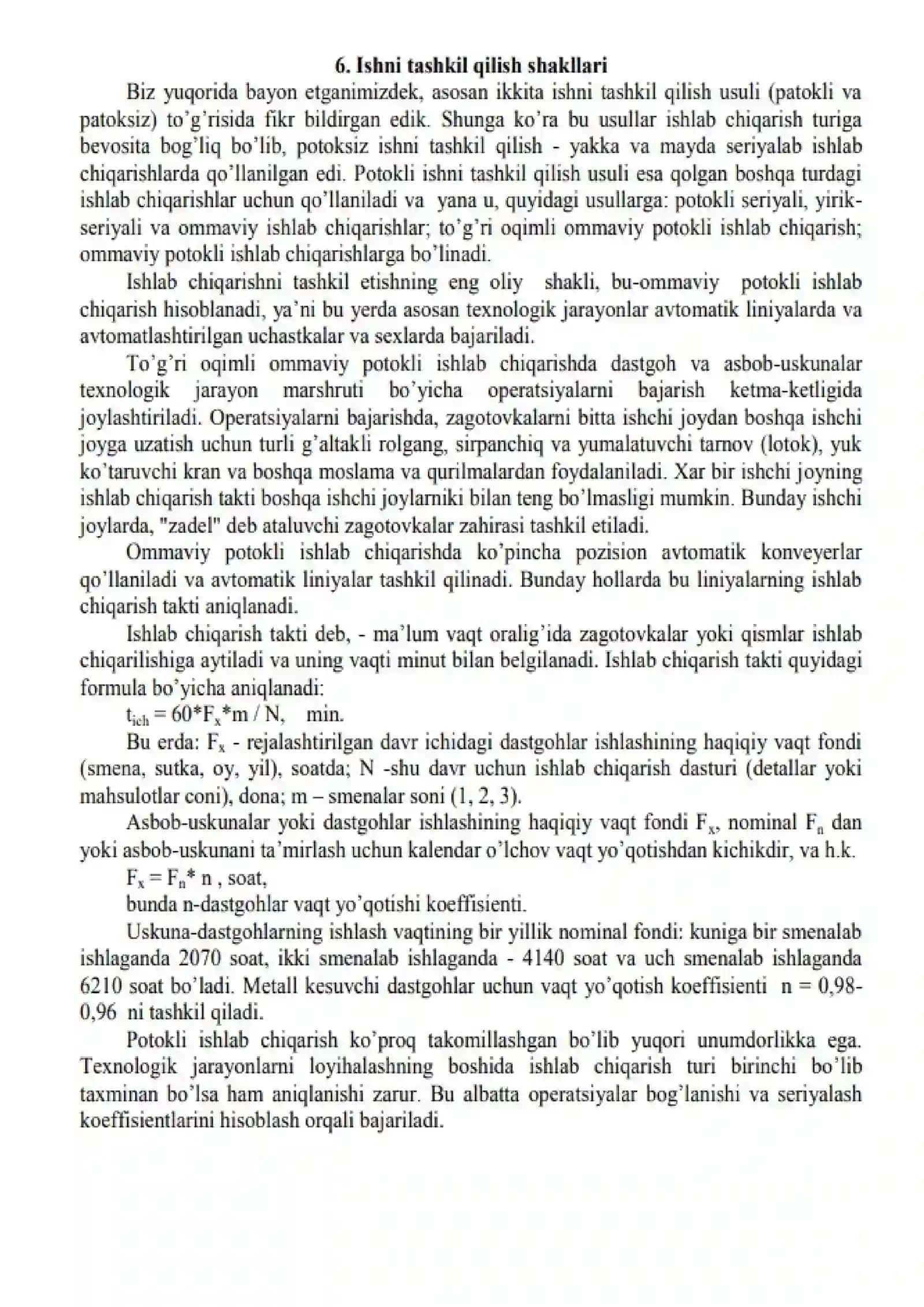 3-Ma’ruza. Mashinasozlik sohalarida ishlab chiqarish turlari. Texnologik asoslangan vaqt me’yori uslublari 4