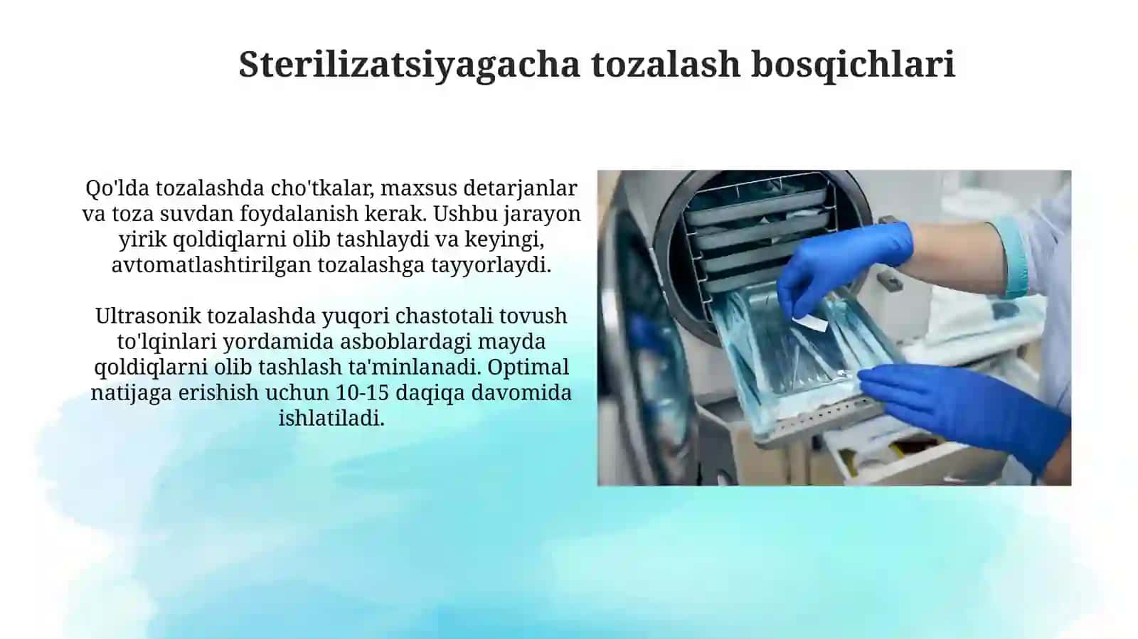 Stomatoloyida Sterilizasiya old tozalov sifatininazoratqilish 4