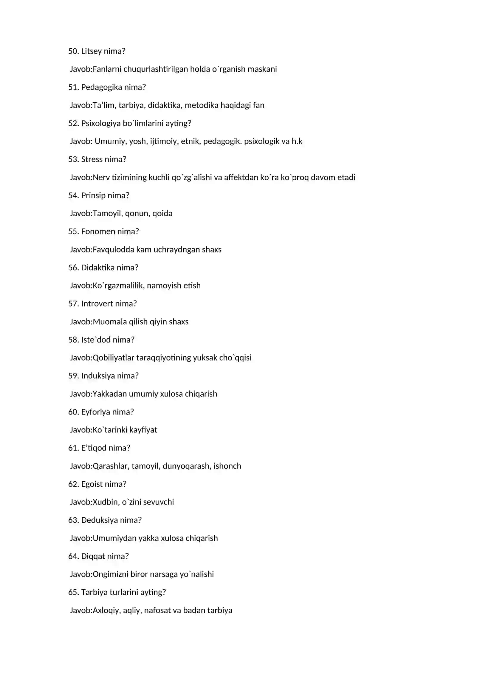 Atestatsiya psixologiya savollari 4