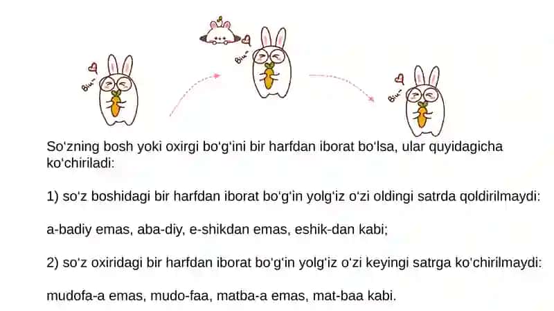 Oʻzbek tilida koʻchirish qoidalari 4