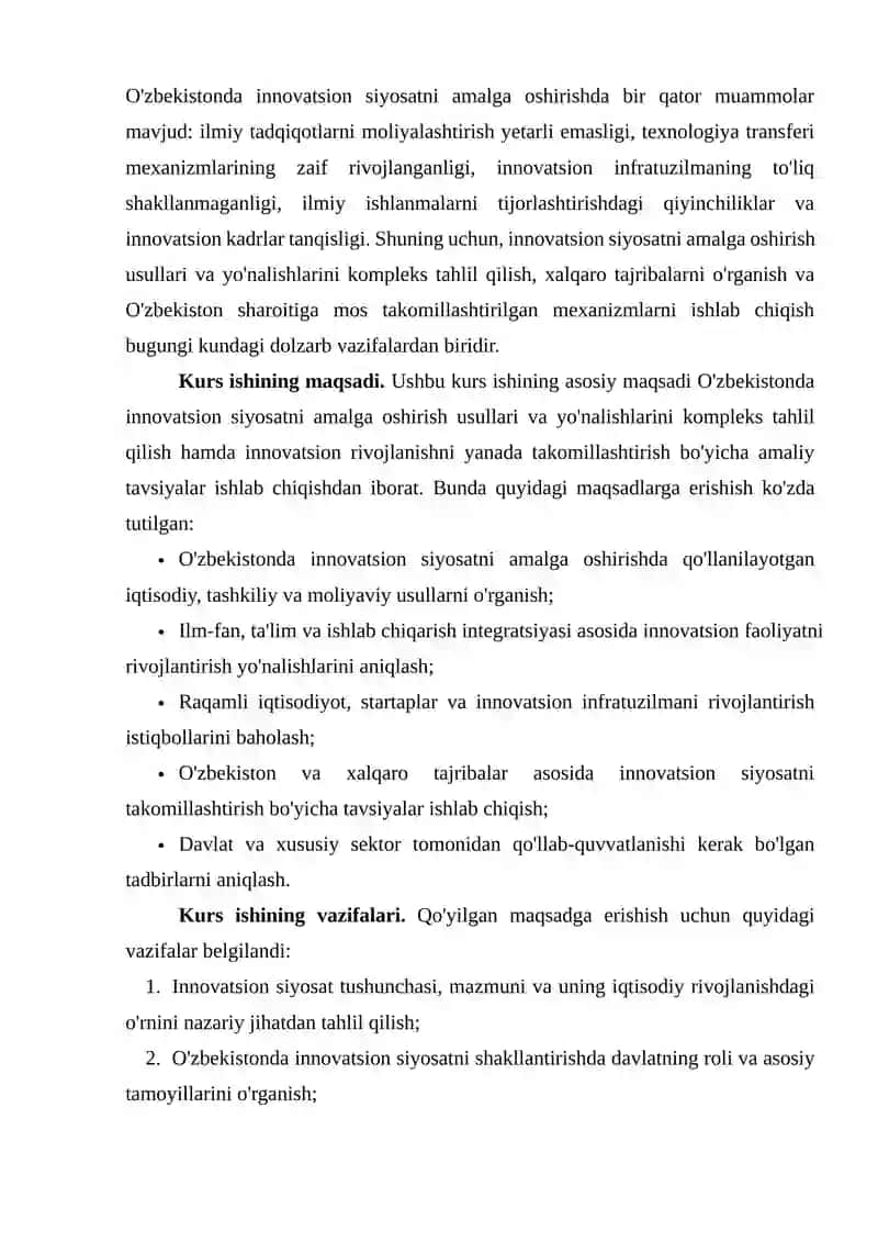 O'zbekistonda innovatsion siyosatni amalga oshirish usullari va yo'nalishlari 4