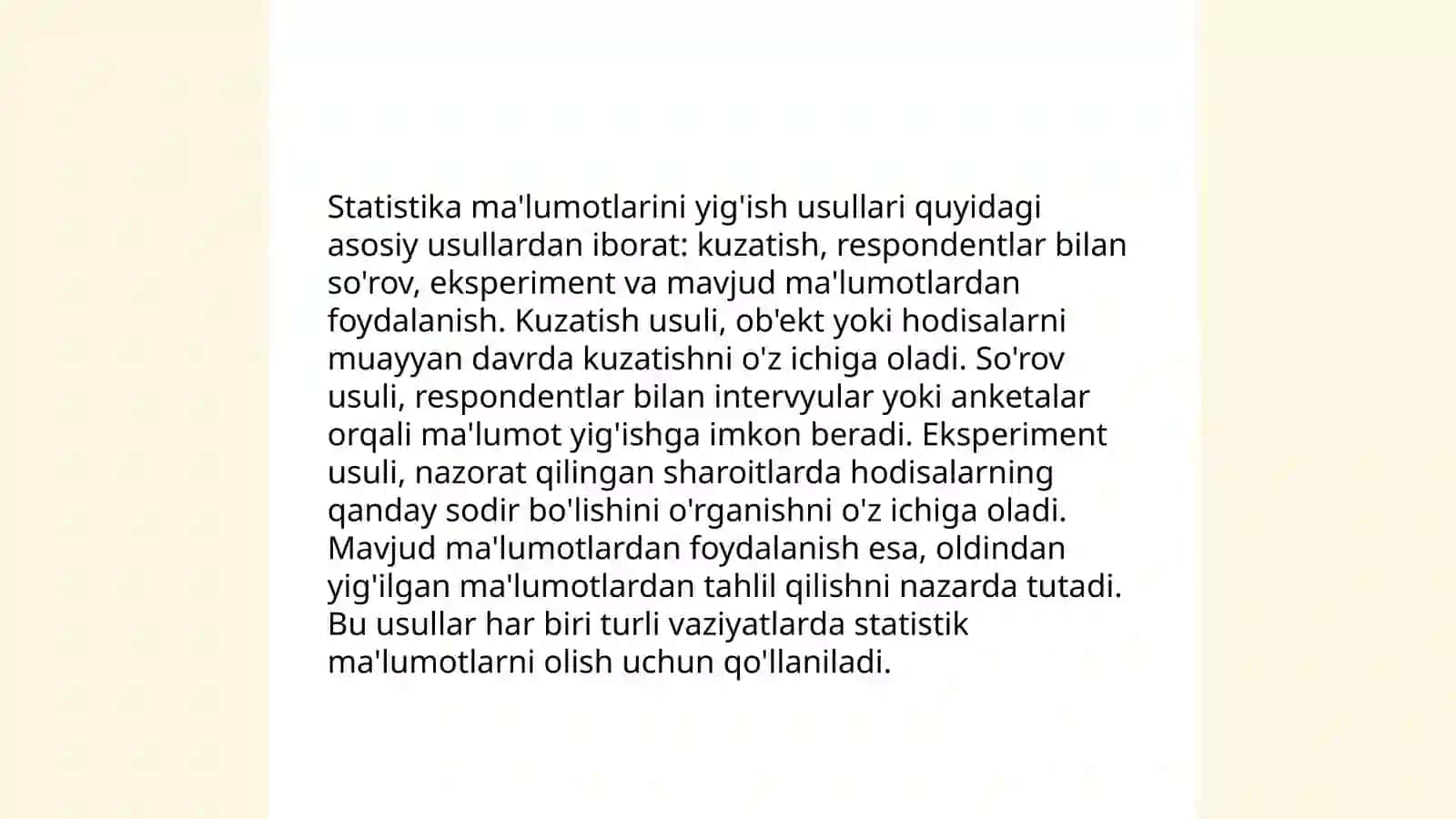 Statistika to'plamining mazmuni va xususiyatlari 4
