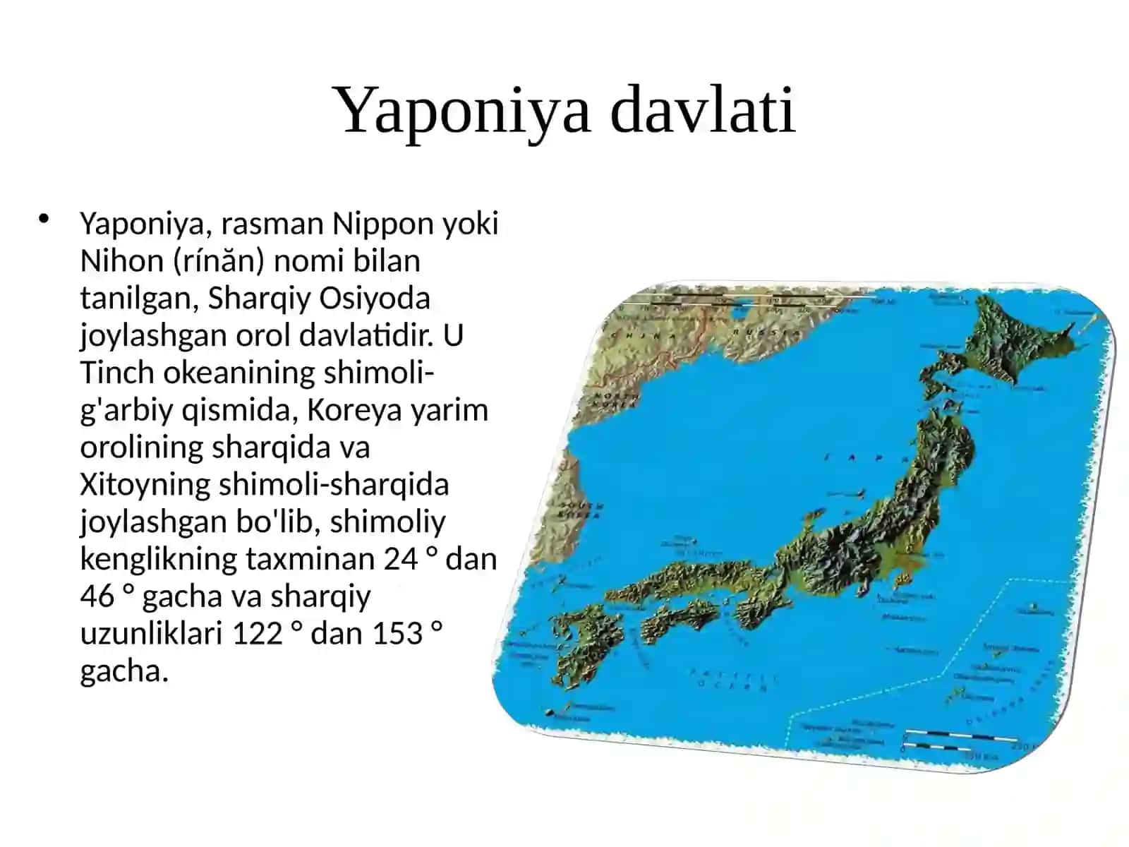 Yaponiyaning geografik joylashuvi, iqlimi, davlat tuzilishi 4