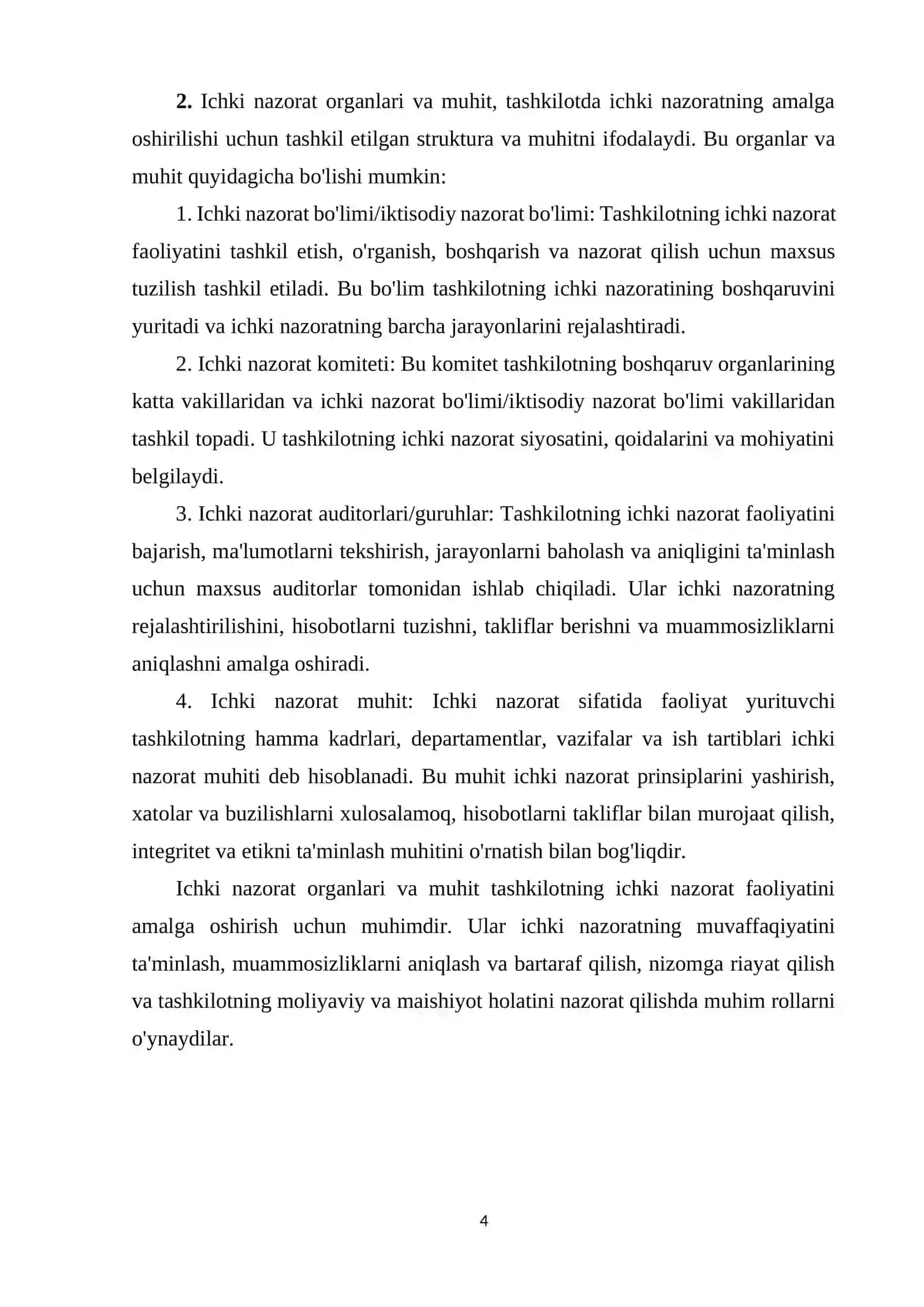 Ichki nazorat tizimini o’rganish 4