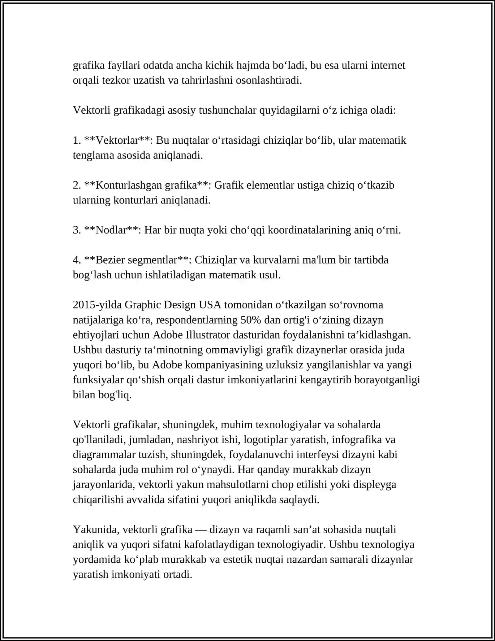 CORELDRAW DASTURI XUSUSIYATLARI 4