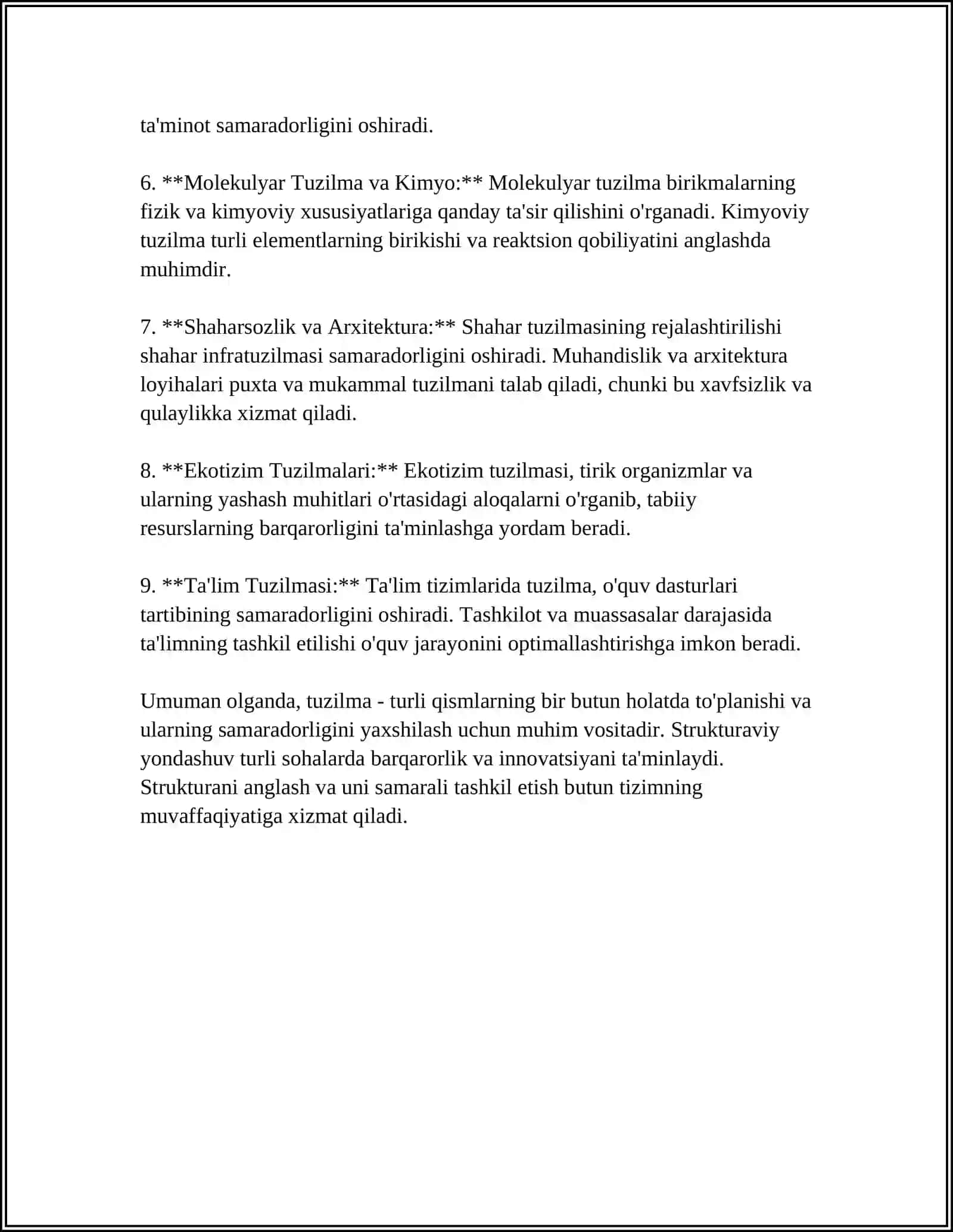 MUSTAQIL ISH Mavzu: TANA TUZILISHI 4
