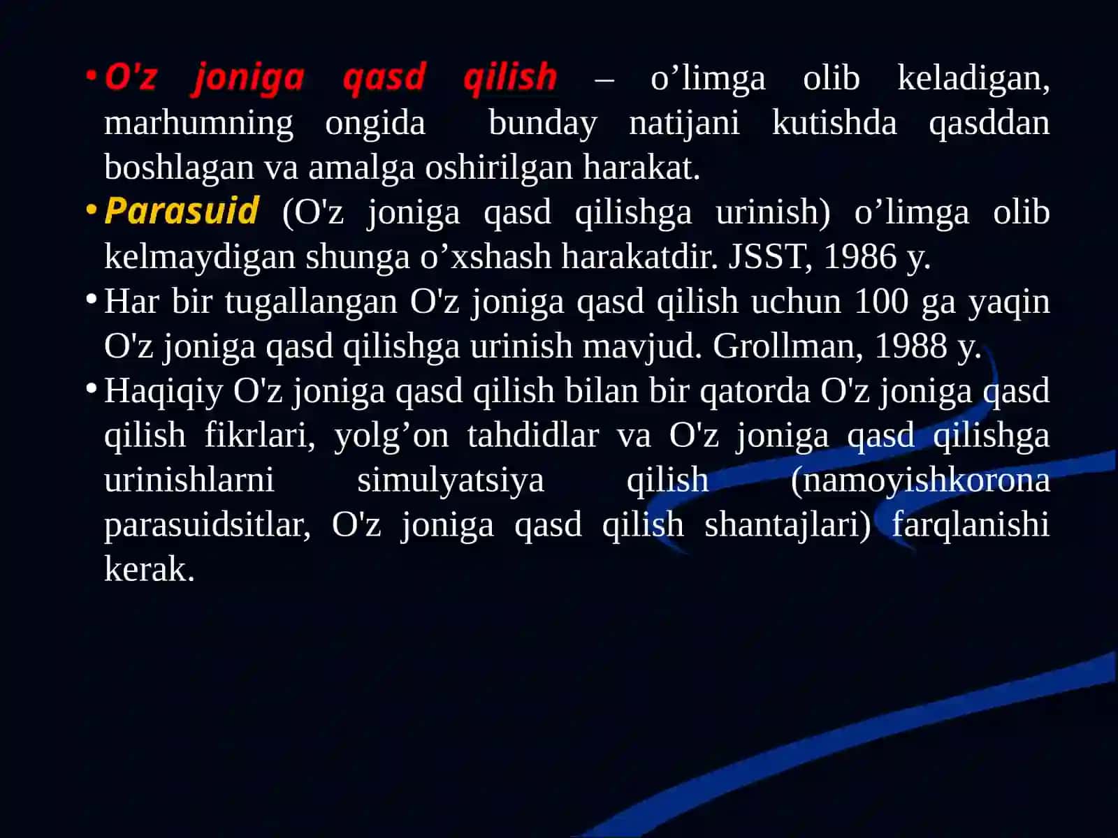 O'z joniga qasd qilish tushunchsi va uni oldini olish choralari 4