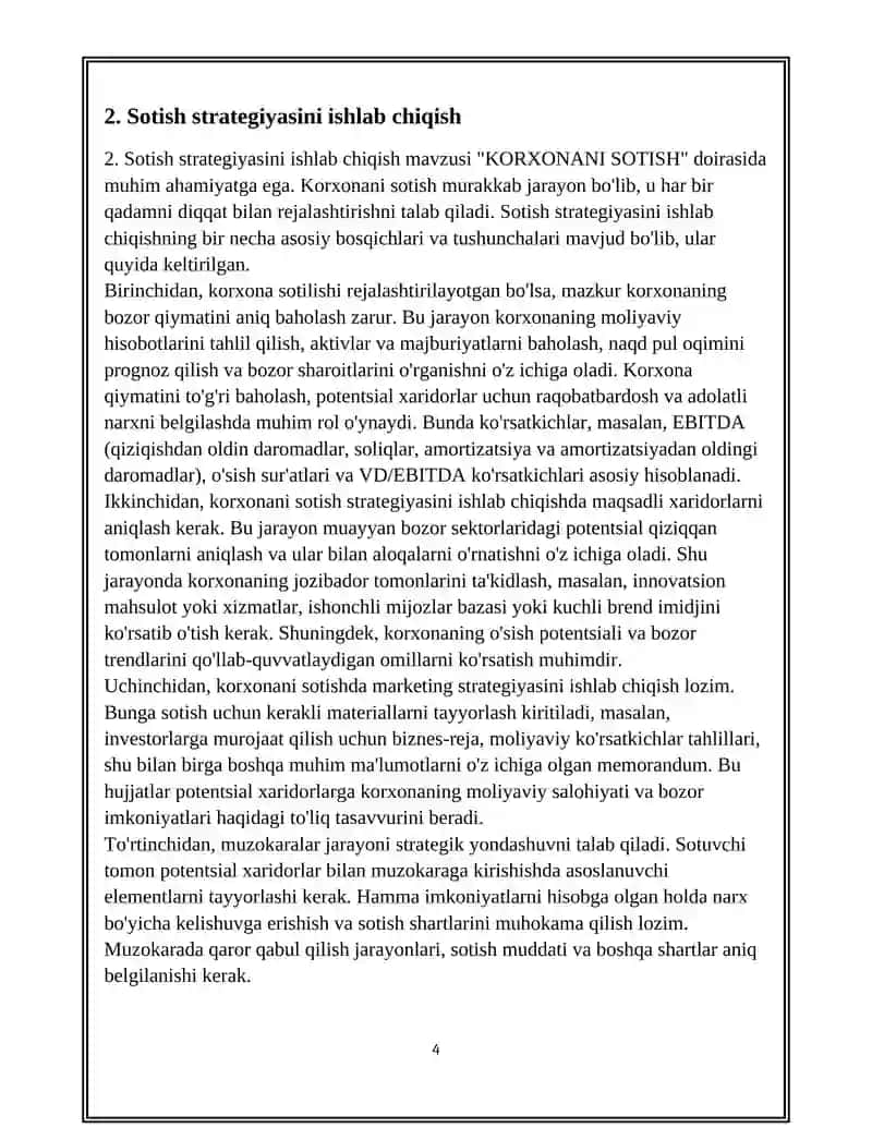 Korxonani baholash va qiymatini aniqlash 4