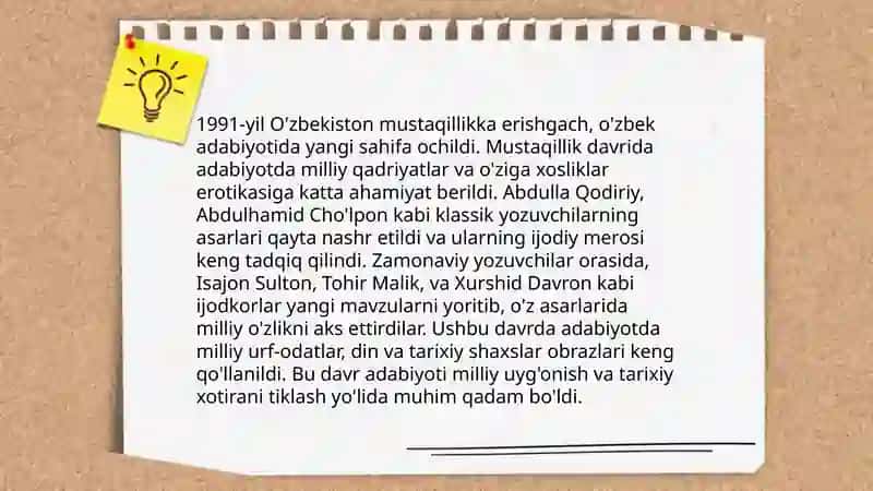 Istiqlol davri o'zbek nasridagi yangilanishlar 4