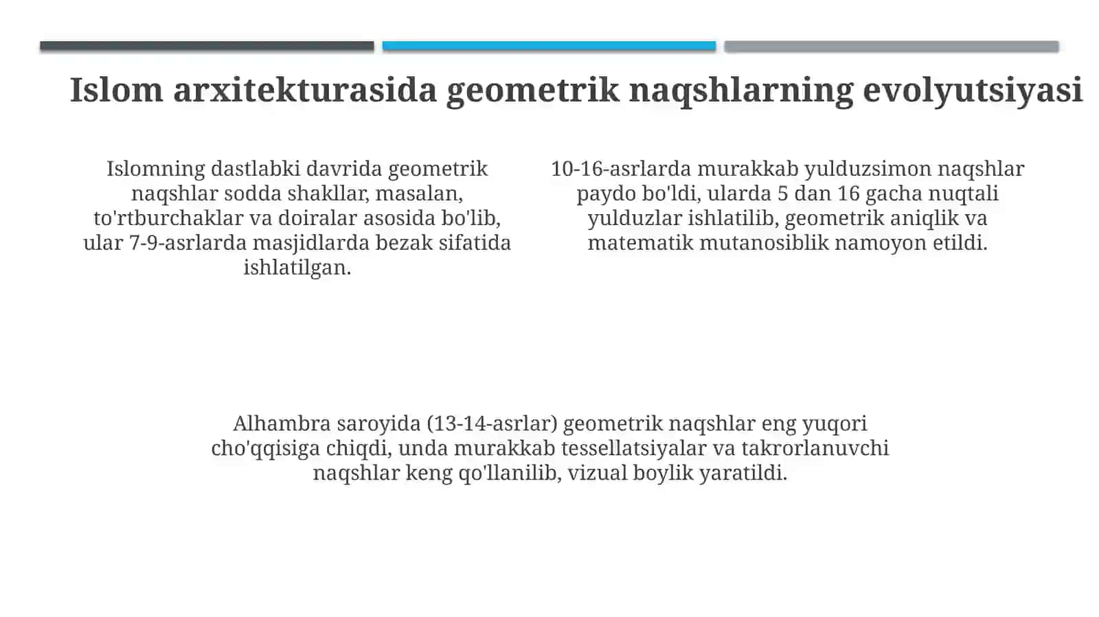 Islom meʼmorchiligida geometrik bezaklar va konstruktiv tizimning uygʻunligi 4
