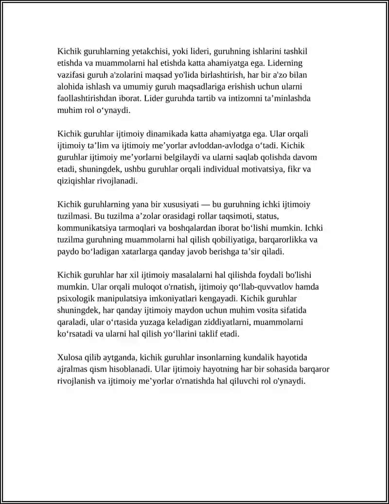 KICHIK GURUHLARDAGI MUOMOLAR. KICHIK GURUHLARNING KLASFIKATSIYASI 4