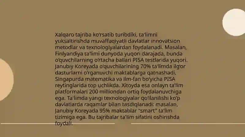 Xorijiy ta'lim tizimlari va ta'limni rivojlantirish bo'yicha tadqiqotlar o'tkazish uslubiyati 4
