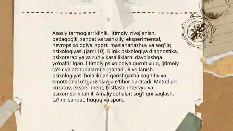 Hozirgi zamon psixologiyasining tuzilishi va tarmoqlari 4