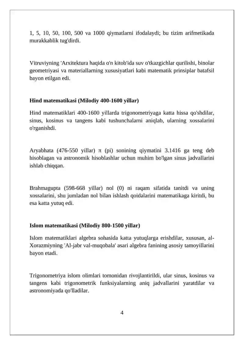 Matematikaning rivojlantirish davrlari 4