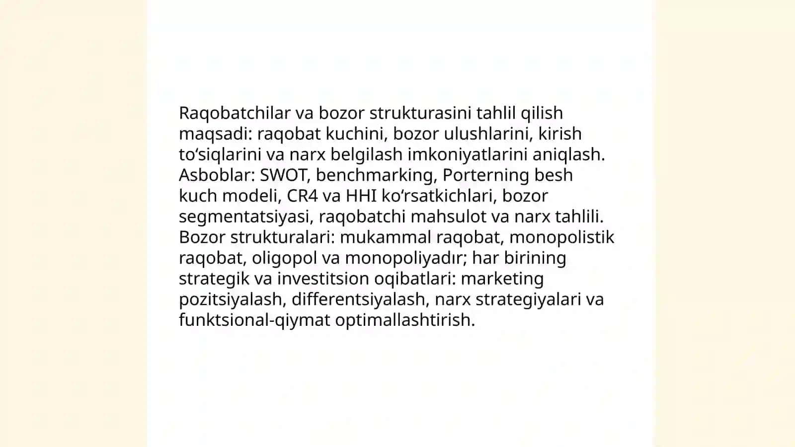 Marketing tahlili. Investitison tahlil. Funksional-qiymat tahlili 4