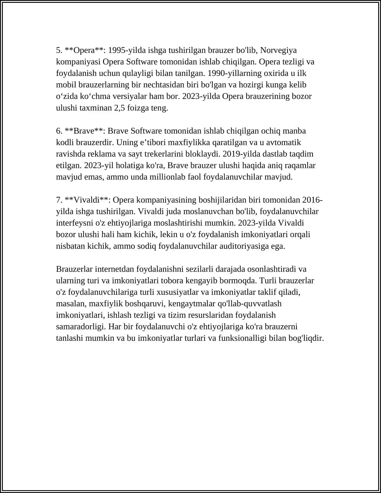 BRAUZERLAR FOYDALANISH, MAʼLUMOTLARNI INTERNETDAN QIDIRISH ASOSLARI BOʼYICHA AMALIY QOʼLLANMAN TAYYORLASH 4