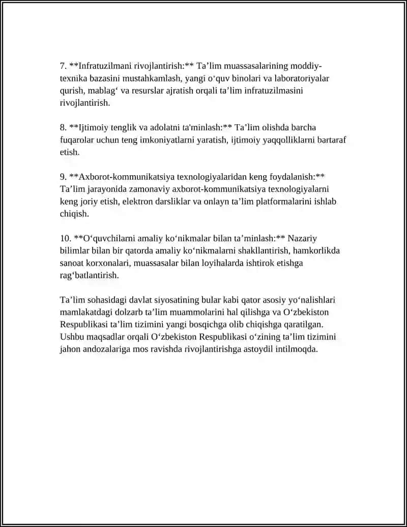 O‘ZBEKISTON RESPUBLIKASINING TA'LIM SOHASIDAGI DAVLAT SIYOSATI 4